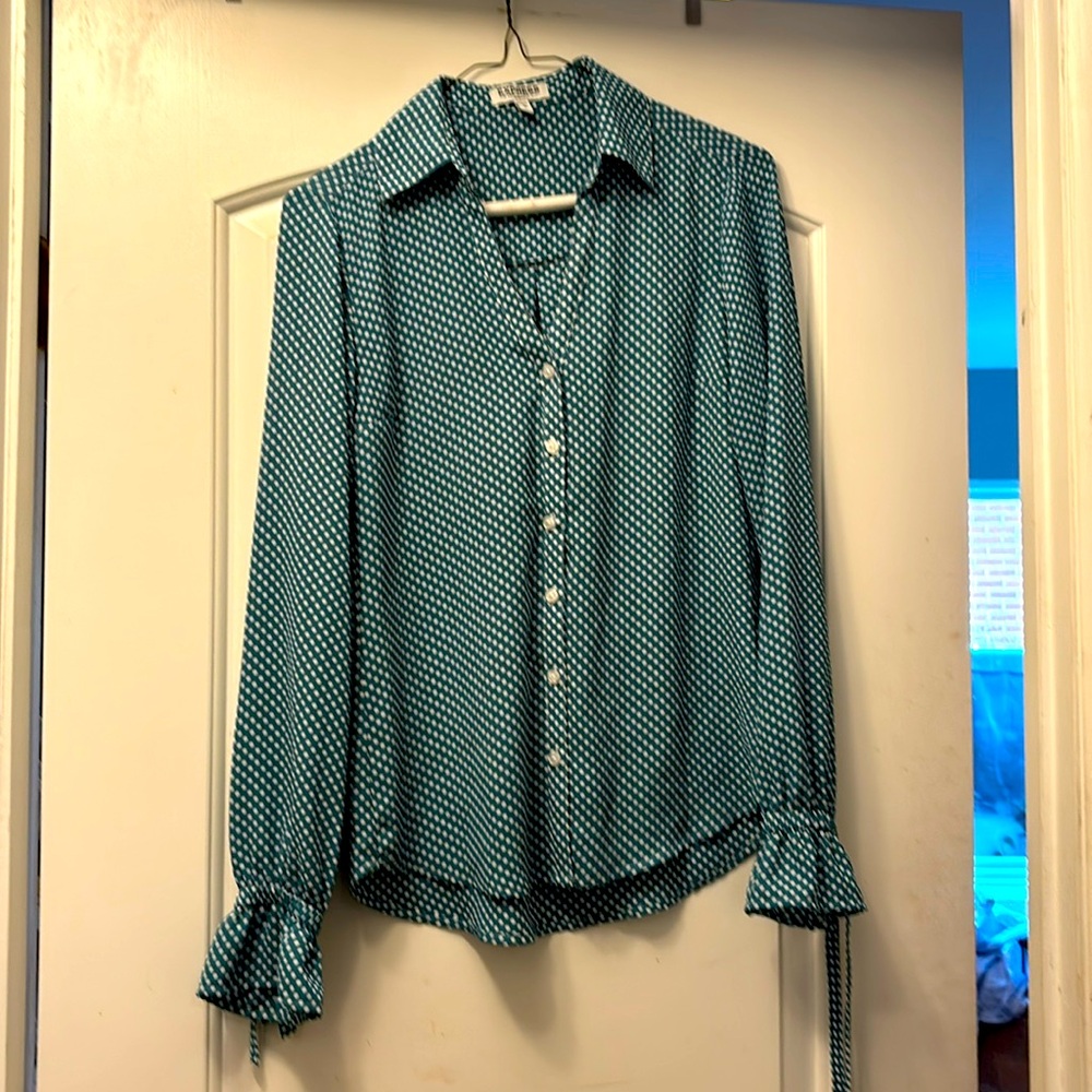 Express portofino shirt, green with polka dots, XS